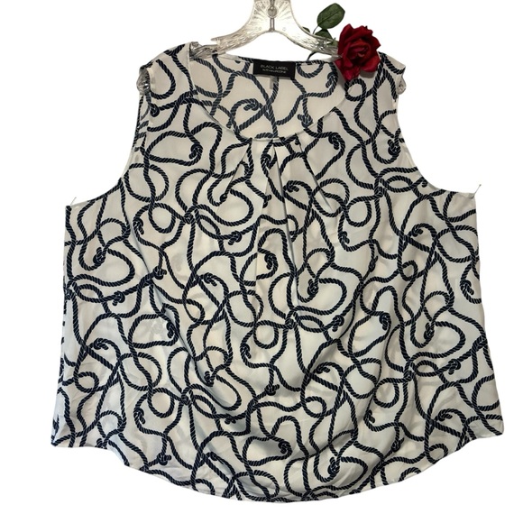 BLACK LABEL by Evan-Picone sleeveless top 3X rope nautical print NWOT - Picture 1 of 9